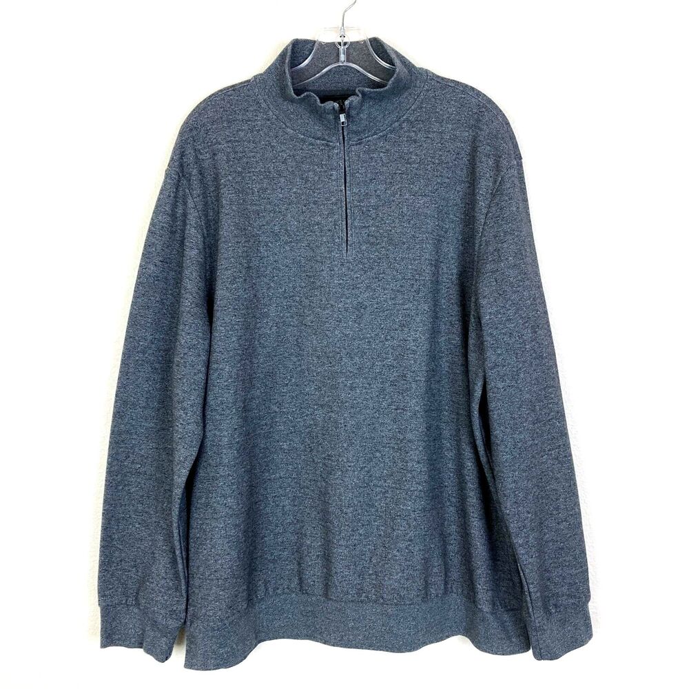 Alfani Men's Pullover 1/4 Zip Shirt Size XL Cotton Blend Medium Gray High Neck